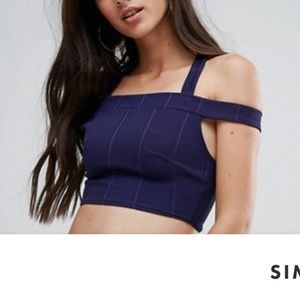 Purple Going Out Crop with Off Shoulder Straps